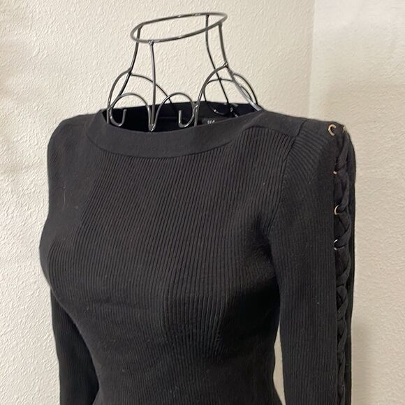 INC crew neck sweater with lace up sleeves size S - Picture 3 of 7